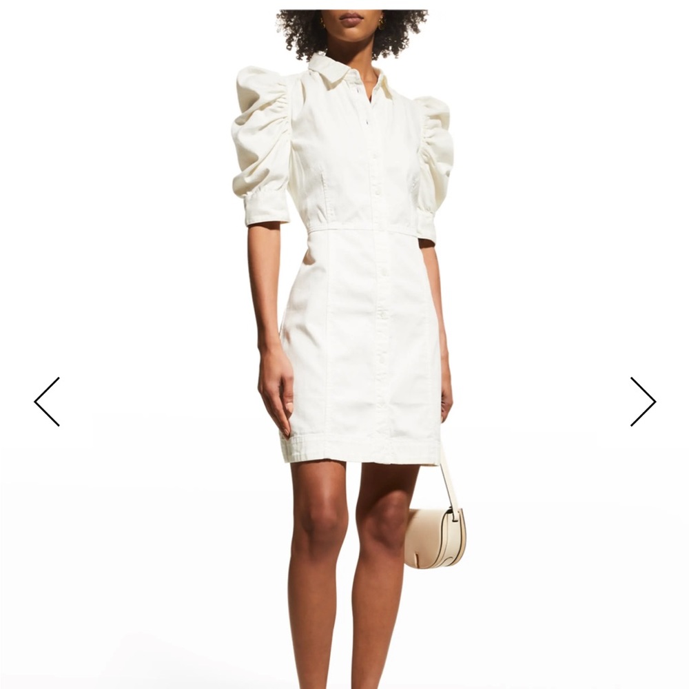 FRAME Gillian Button-Front Puffed Sleeve Mini Dress